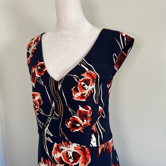 Ivanka Trump navy blue floral midi dress size 10 - Picture 3 of 12